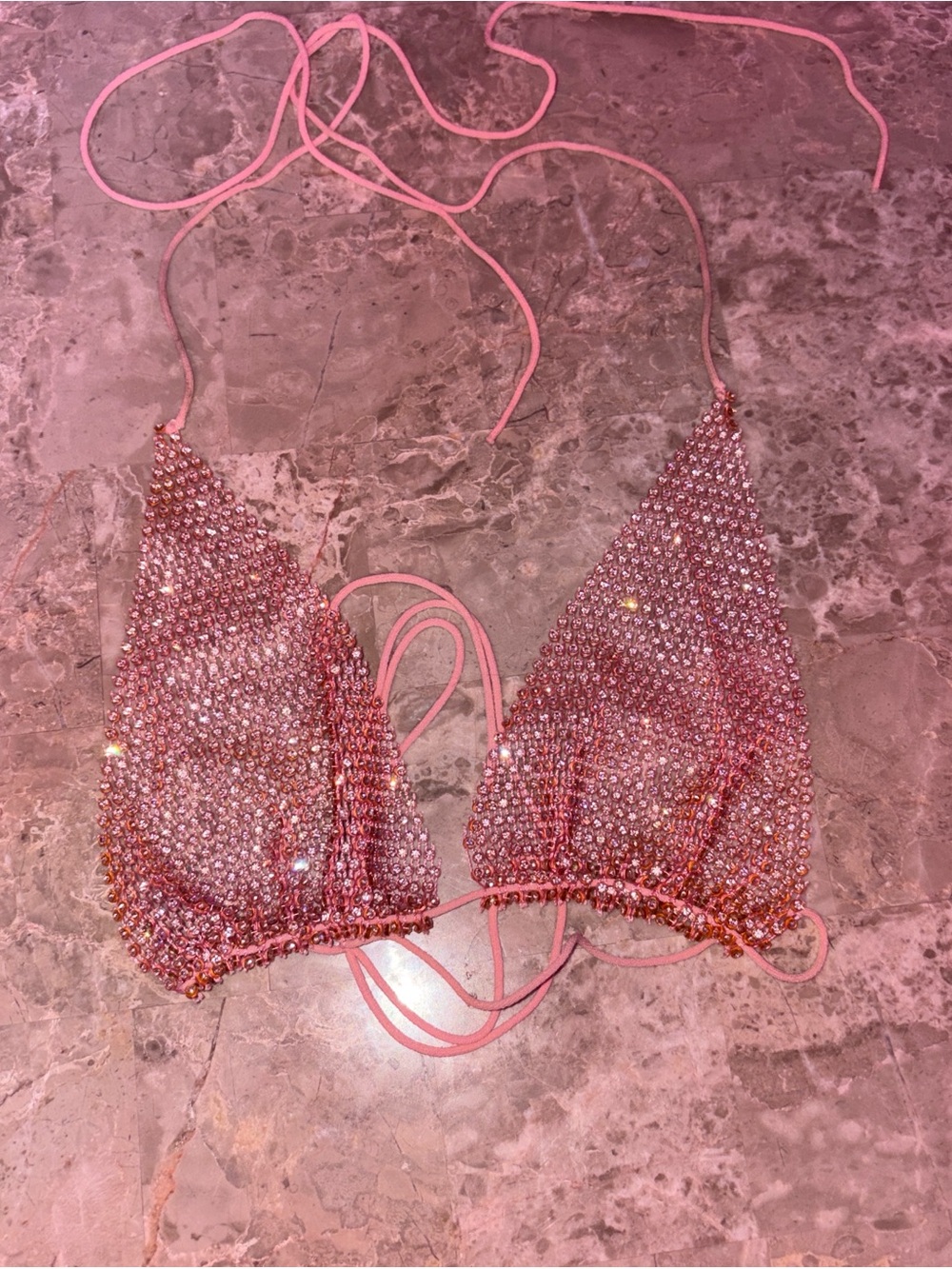 Pink Crystal Triangle Bralette